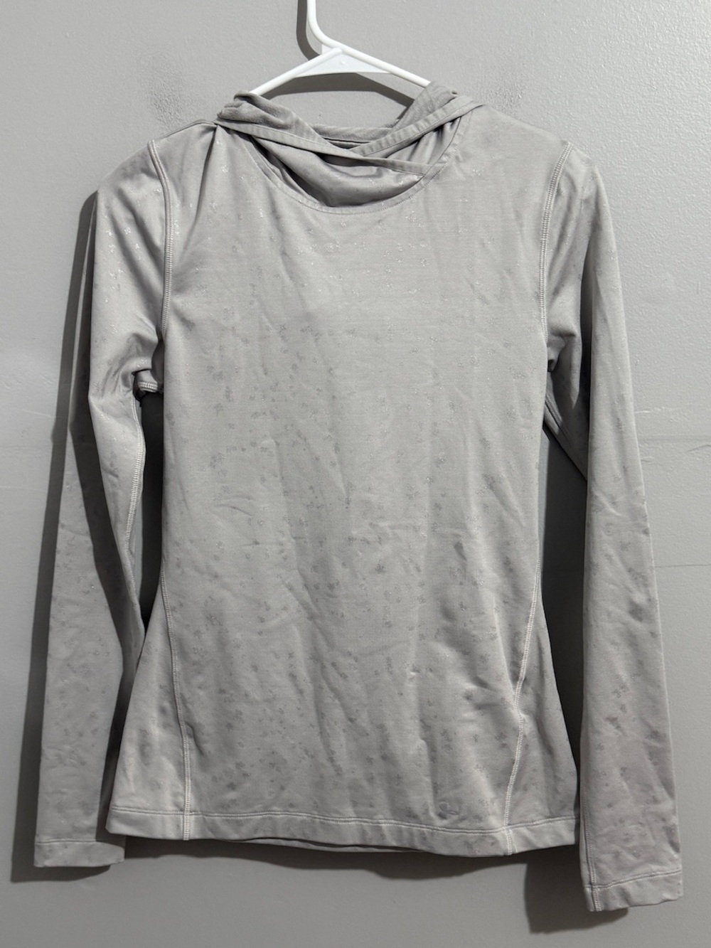 Under Armour Womens S Fitted Hooded Long Sleeve Shirt Gray Running Training